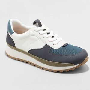 UNIVERSAL THREAD-  Womens Maria Sneakers White & Blue Memory Foam Size 5 - NWT